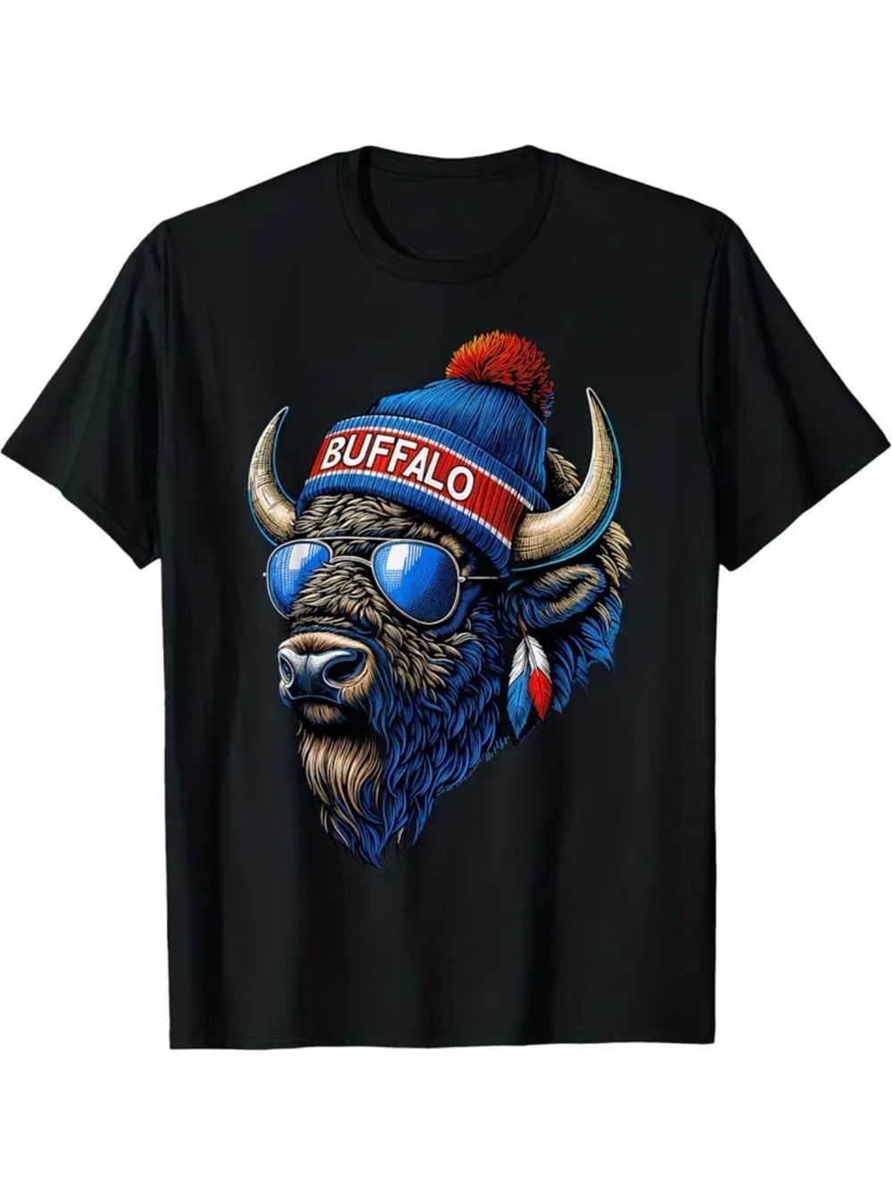 Buffalo Graphic Tee with Blue Beanie